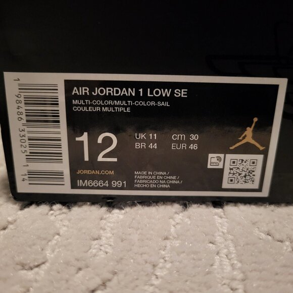 Size 12 - Jordan 1 Low SE Multi Color Sail Distressed IM6664-991 AUTHENTIC NEW! - Picture 11 of 11
